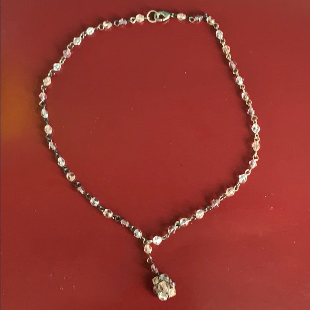 Necklace light pink see through beaded in chain - Picture 4 of 12
